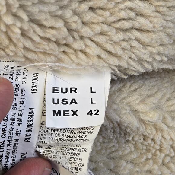 Zara Denim Sherpa Jacket Mens L Blue Fleece Lined Trucker Jean Jacket Coat - Picture 5 of 14